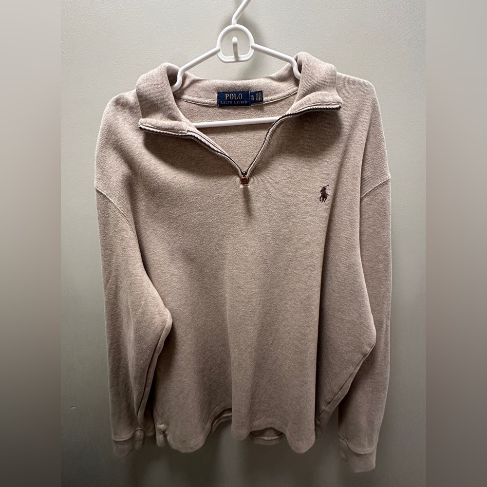 Polo Beige Quarter Zip Sweater
